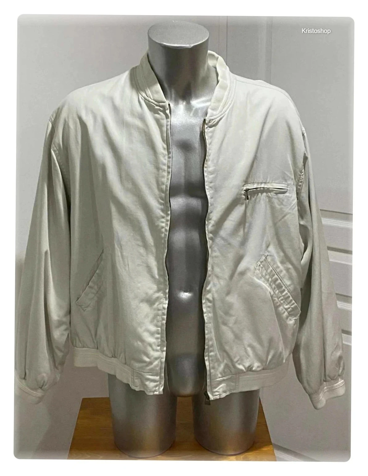 Veste rétro Camaïeu Harrington beige Taille L Vintage 90s